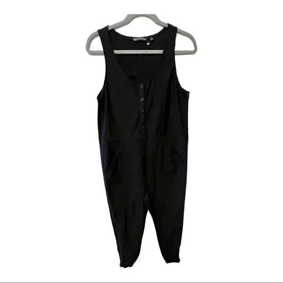 Athleta Farallon Romper Jumpsuit Sleeves Blk Sz 8 - Picture 5 of 15